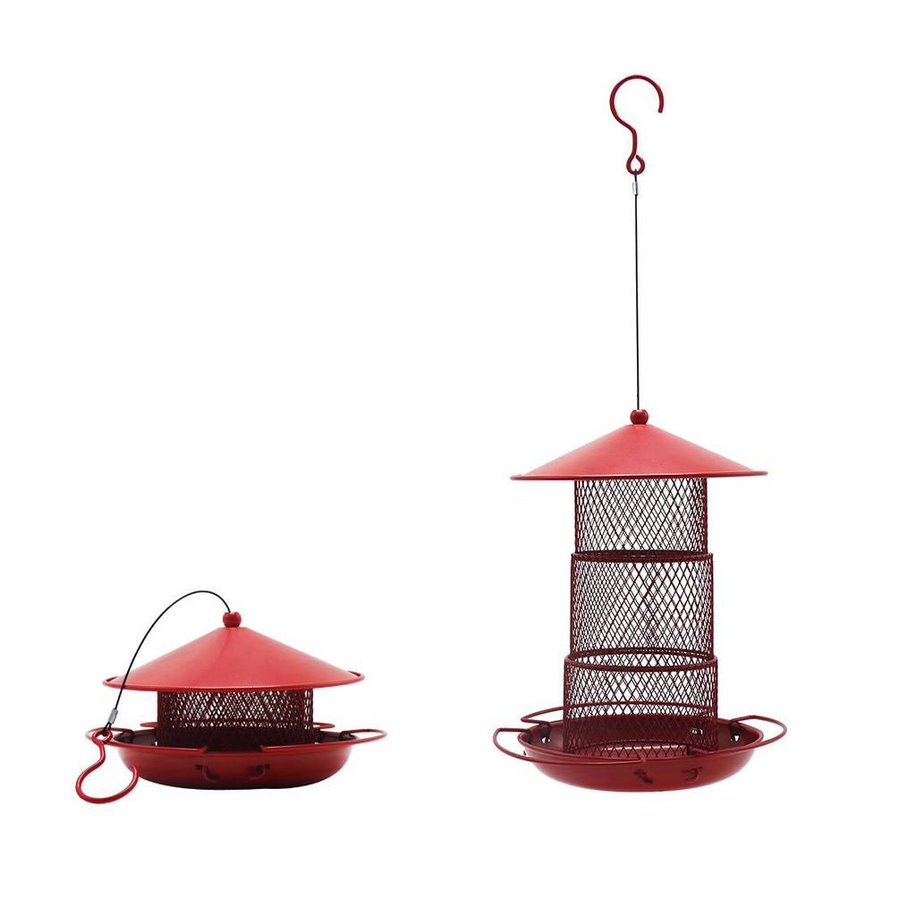 Outdoor Hanging Multi-Layer Squirrel-Proof Hummingbird Wrought Iron Bird Feeder