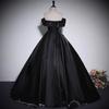 Black One-word Shoulder Evening Dress Banquet Celebrity Princess Tutu Skirt Art Test Light Luxury Niche Vocal Art Test Evening Dress