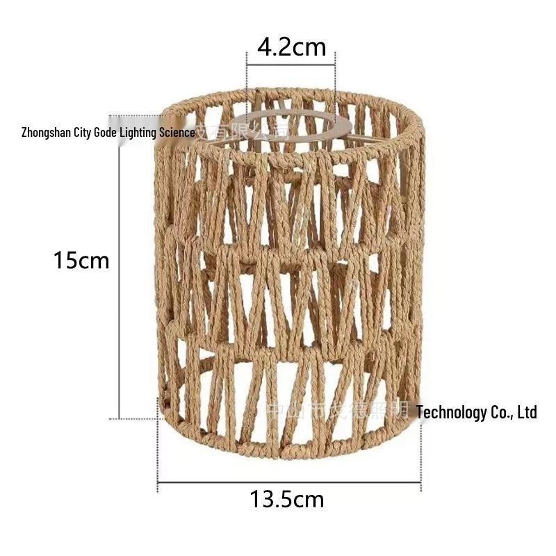 Abajur Boem din Bambus Țesut Manual cu Frânghie de Hârtie