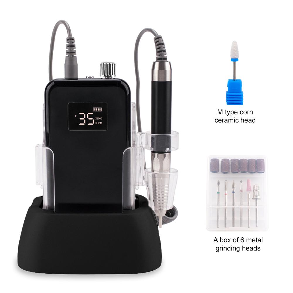 

BEPAN Brushless 85w 35000RPM Full Black Set Handle Rechargeable Nail Drill Portable Desktop Base Cordless Wave Pro Nail Drill UK