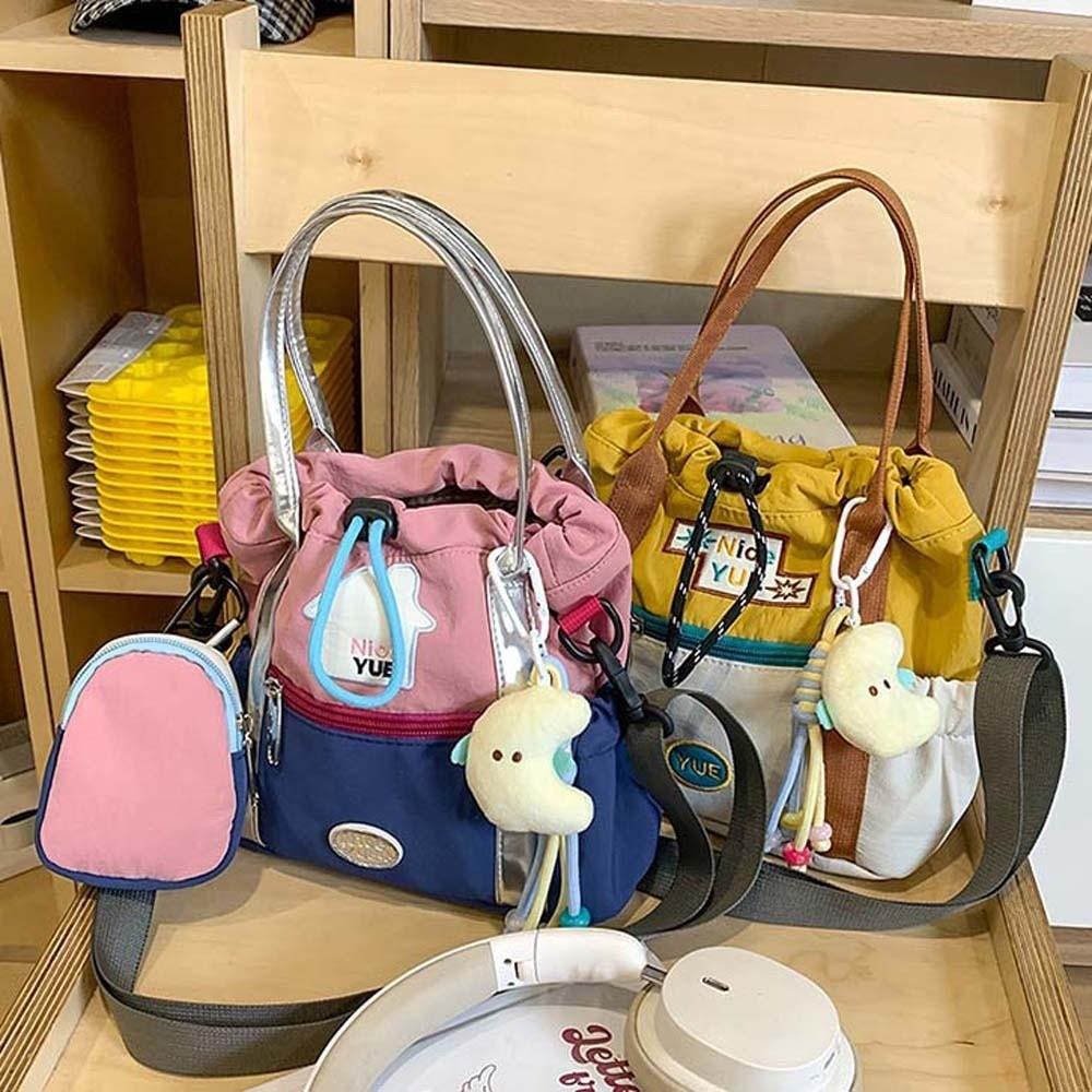 Portable Mountaineering Crossbody Bag Embroidery Drawstring Bucket Cloth Bag  Couple