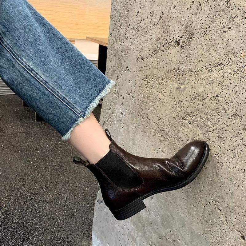 Single-boot Women's Retro Short Boots and Anti-slip Women's Shoes