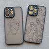 Abstract Geometric Art Line Face Phone Case for IPhone 15 14 Pro Max Plus 13 12 11 Pro Max Mini 7 8 Plus X XS XR Shockproof Case