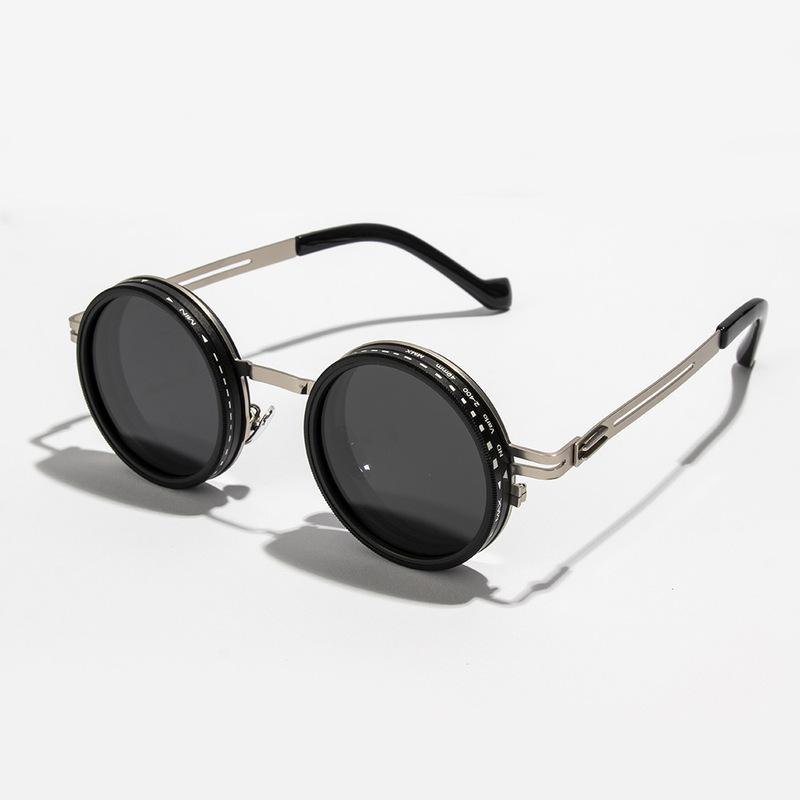 Gepolariseerde Ronde Zonnebril ND9 Verstelbare Dimming Zonnebril Heren Dames Retro Punk Heren Visbril Buitenzonwering UV400