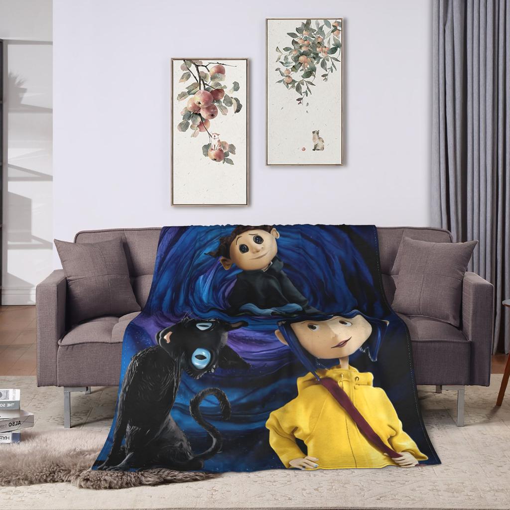 Coralines Blanket Quality Warm Soft Horror Cartoon Throw Blanket Winter Girls Boys Living Room Funny Bedspread