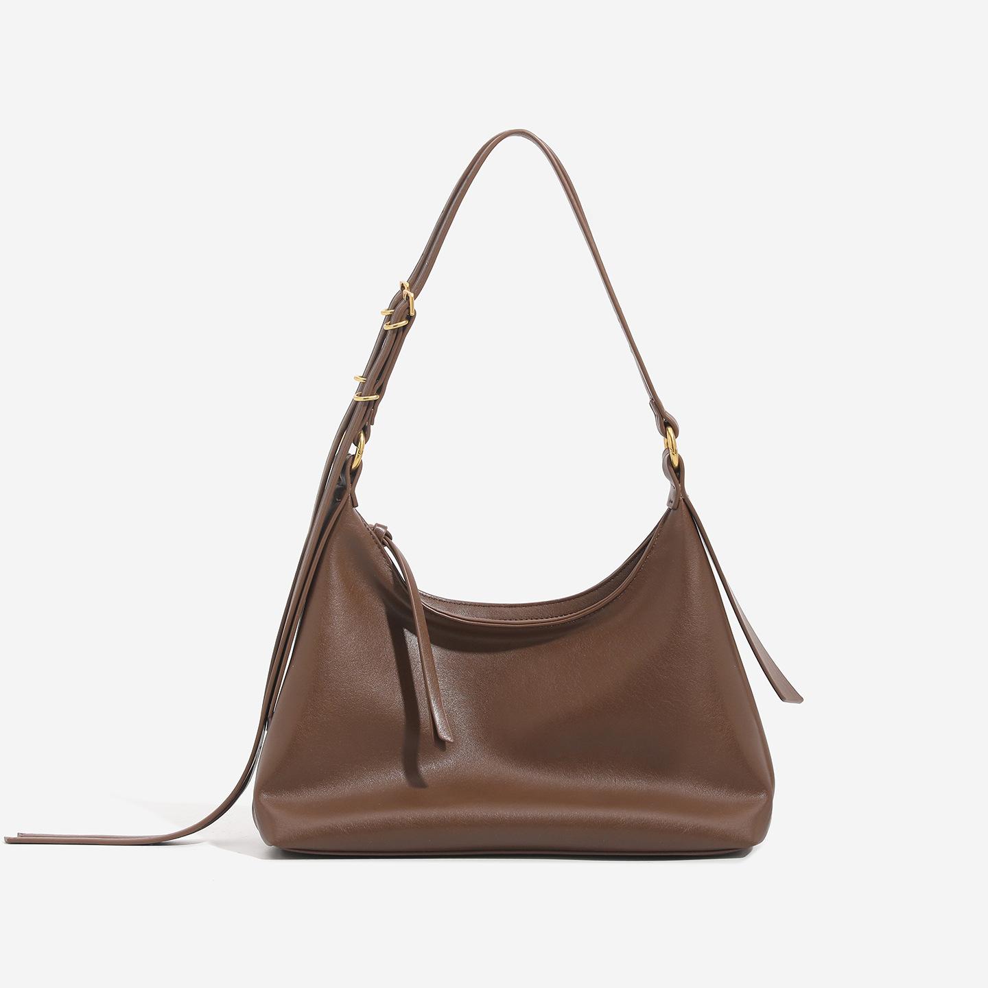 

New High-end Leather Fashion Commuting Niche Design Single Shoulder Tote Bag шоколадный