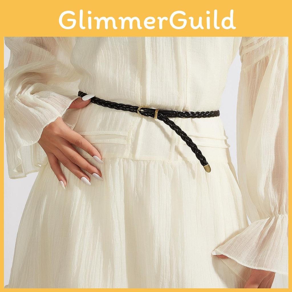 Womens Fashion Woven Belt With Alloy Buckle And Pu Leather For Daily Casual