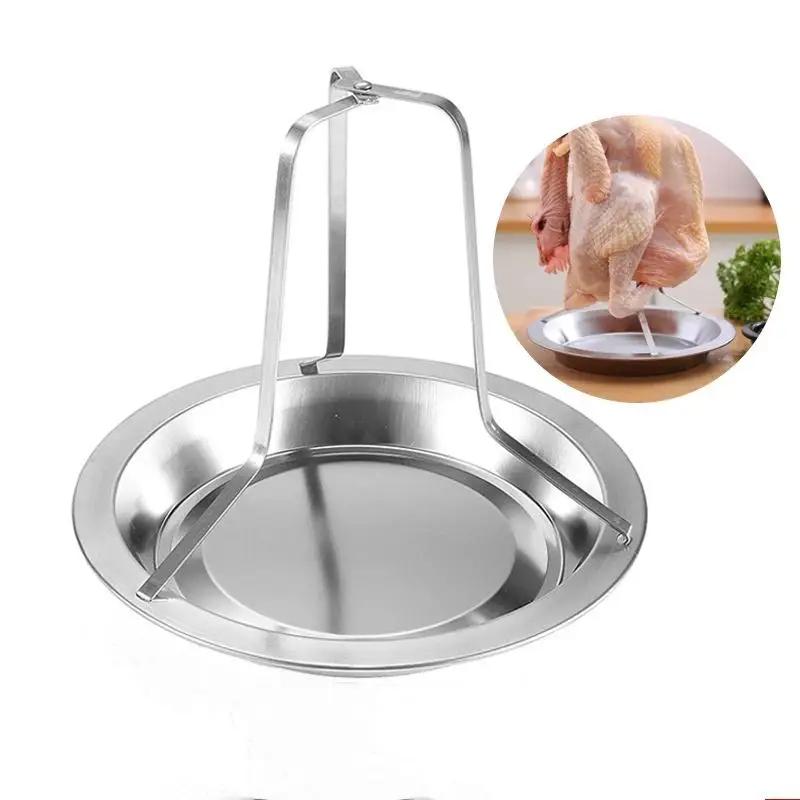 Stainless Steel Chicken Roasting Stand for Indoor & Outdoor Cooking Turkey Rack Holder for Grill Oven Smoker - Kitchen Accessory