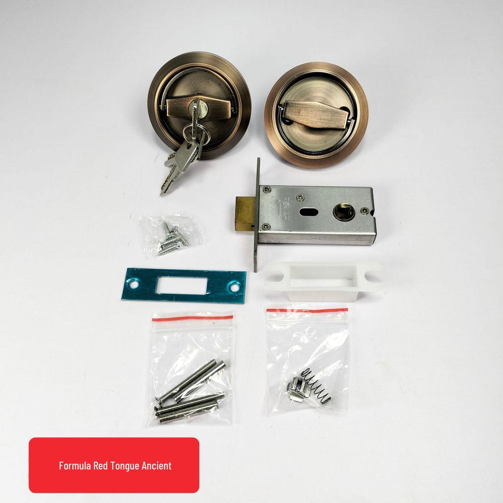 Stainless Steel Invisible Door Lock with Pull Ring, Single/Double-Sided Mounted Round Handle.