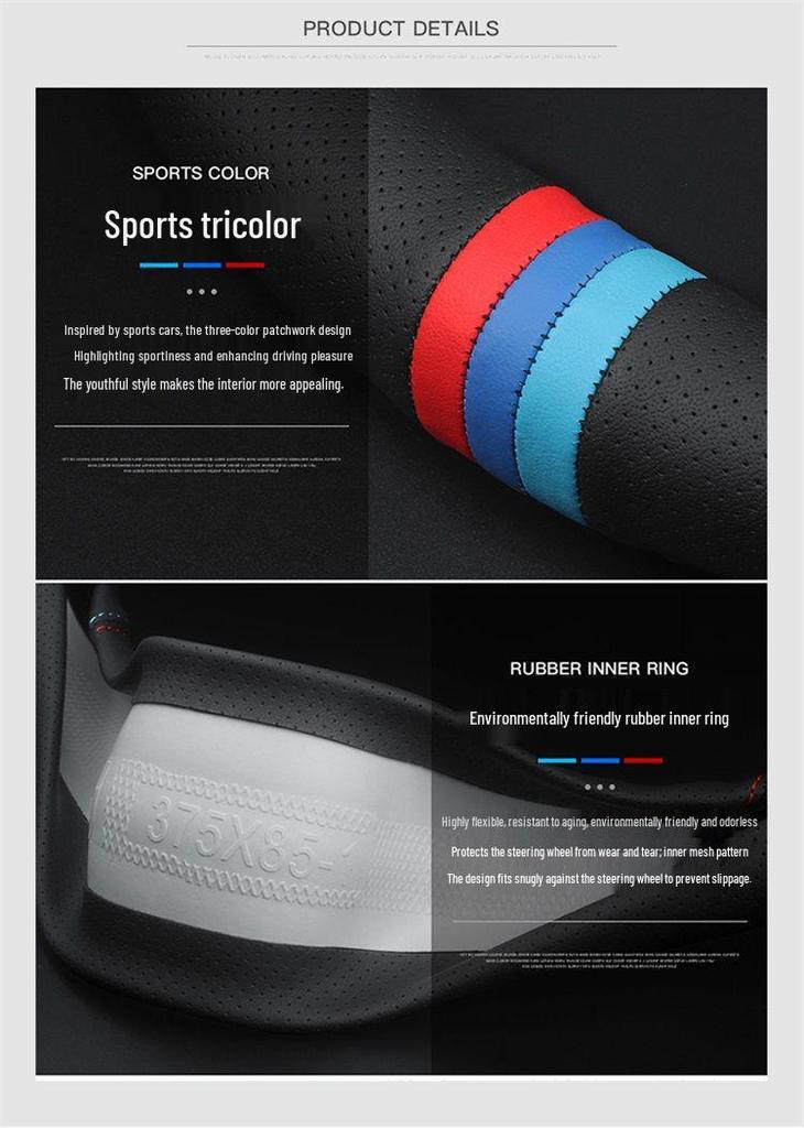 Compatible Leather Steering Wheel Cover for Honda Civic Generations 8-11, No Sewing Required, Slim Design.