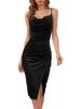 Spring/Summer 2022 European & American Women's Sexy Velvet Slit Pleated Slip Dress
