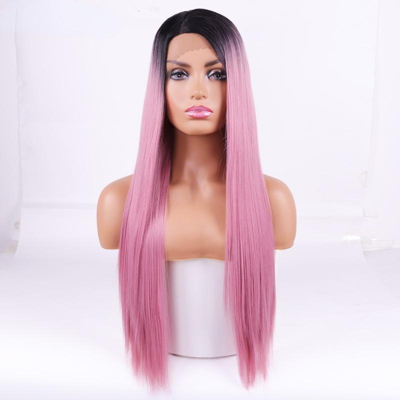 

MISSQUEEN синтетические парики спереди, коричневый цвет, омбре, коричневый цвет, естественная волна, длинный парик со свободной частью для чернокожих женщин, термостойкий 26inches&120%