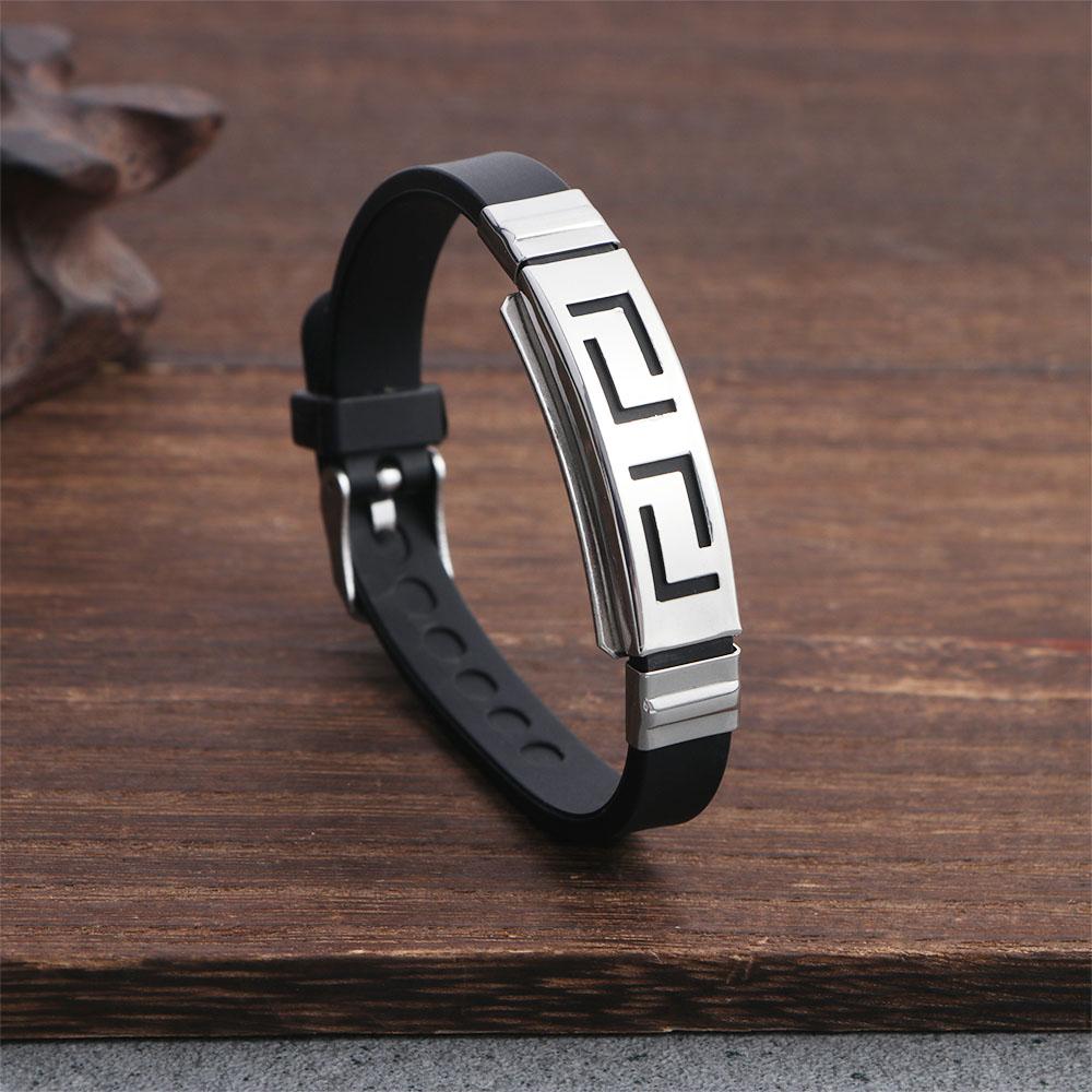 Stainless Steel Women Cross Silicone Bracelet Jewelry Accessories Korean Hand Rope Men Wristband