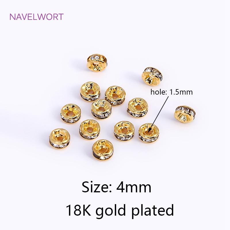 

Brass 4/6/8mm 18K Gold Plated Inlaid Zircon Spacer Beads,Loose Beads DIY Bracelet Necklace Making Findings,Supplies For Jewelry 50 pieces