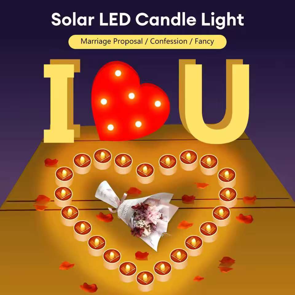 6PCS Solar Tea Light LED Candles Outdoor Waterproof Flameless Solar Tea Lights Rechargeable Candles for Party Garden Home Deco