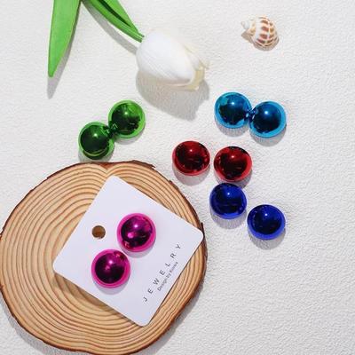 Color Ball Stud Earrings, Earrings, Acrylic Material, Cute and Lively Temperament, Shiny High-end Earrings.