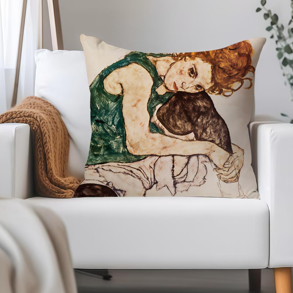 Art Egon S-schiele Pillow Case Applicable Space For Guest Rooms Interiors Cars Office House Decoration