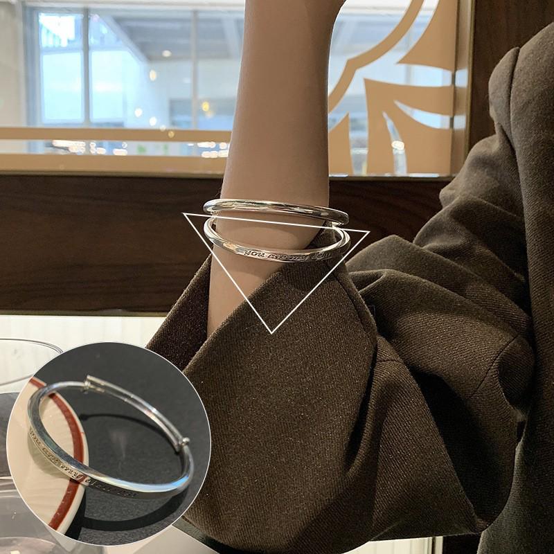 Retro Braided Open Bangle: S925 Silver Plated Unisex Bracelet - Trendy Heavy Industry Design