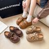 Summer Beaded Casual Flat Shoes  2026 New Thick Slip On Mueller Slides Female Daily Loafers Retro Suede Fabric Slippers Women's