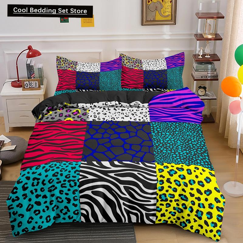 Leopard Print King Queen Duvet Cover Brown Cheetah Skin Pattern Bedding Set for Teens Girl Women Leopard 2/3pcs Soft Quilt Cover