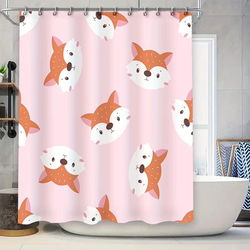 

Adorable Kids Bathroom Shower Curtain With Fox Pattern Decor For Children S Room W60H190(CM)-1 Pcs
