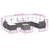 9-teiliges Gartensofa-Set mit Kissen Schwarzes Poly-Rattan