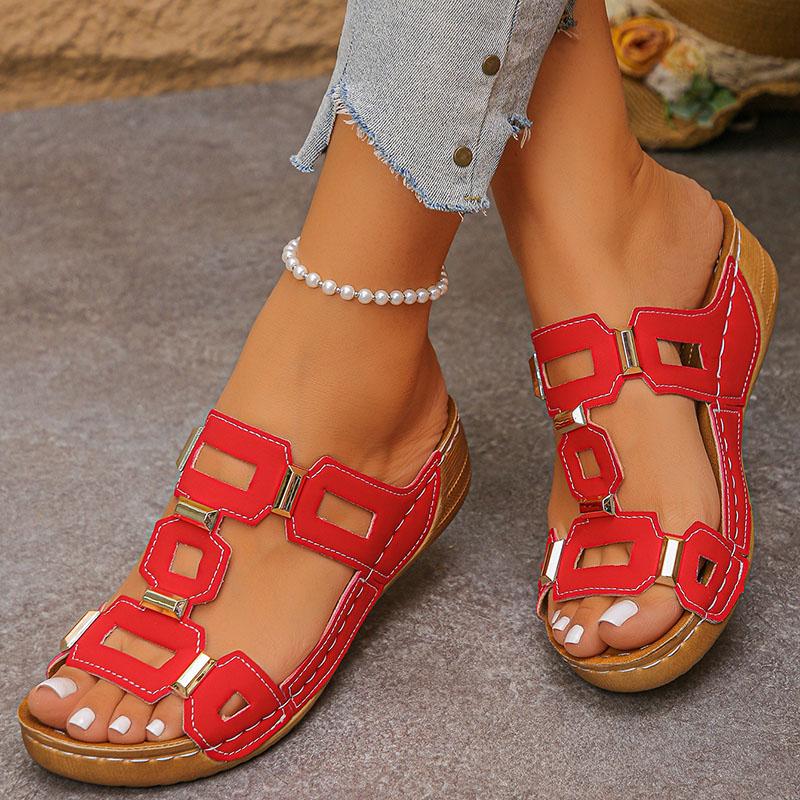 Large Size Roman Style Women's Sandals Open Toe Beach Slippers  Summer Wedges Comfortable Outdoor Slip-On Shoes for Women