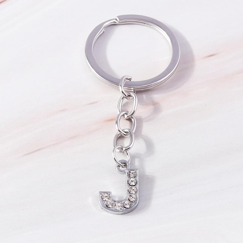 Fashion Initial 26 Letters A-Z Alphabet Keychain Rhinestone Key Ring Pendants for Car Key Bag Decor Charms DIY Accessories