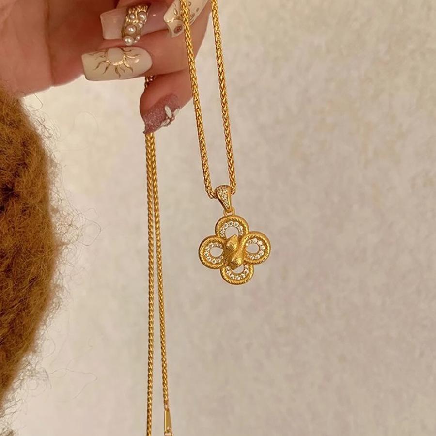 Small Fading Gold No Necklace Exquisite Collarbone Chain Full Of Blessing Light Luxury Titanium Steel Brushed Lucky Bag