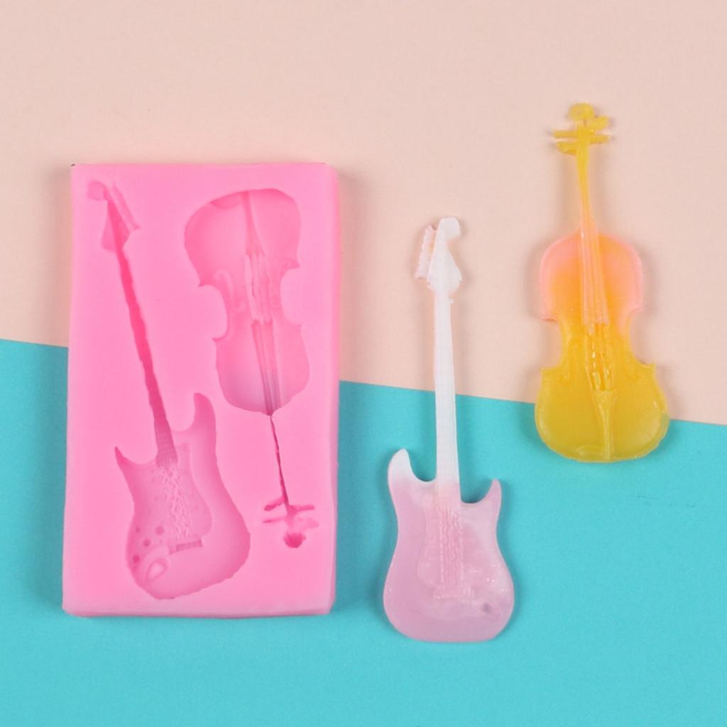 Guitar Silicone Mold for Cake Chocolate Fondant Decor DIY Bakery Accessories Silicone Mold Kitchen Accessories Easy Demolding