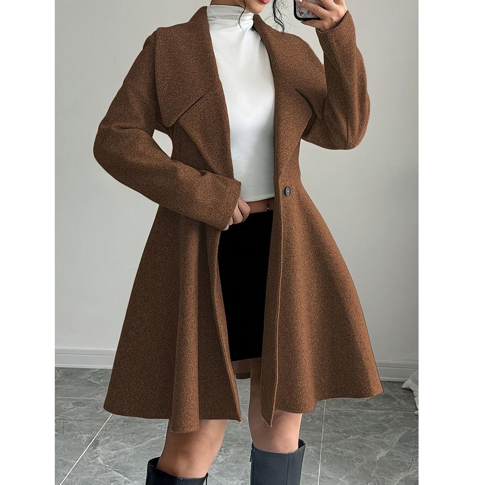 Manteaux en Laine pour Femmes Manches Longues Col Rabattu Vestes Dames Automne Hiver Vêtements d'Extérieur Manteau