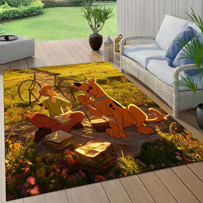 Scooby‑Doo2 Flannel Pattern Square Carpet,Area Rug,Carpet Rug for Living Room Bedroom Sofa Playroom Decor,Non-slip Floor Mat