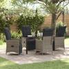 VidaXL 5-piece Garden Dining Set with Grey Poly Rattan Cushions 3379578