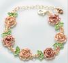 Bracelet Ethnique Rose en Alliage Vintage, Bijou de Poignet Floral Exagéré pour Femmes