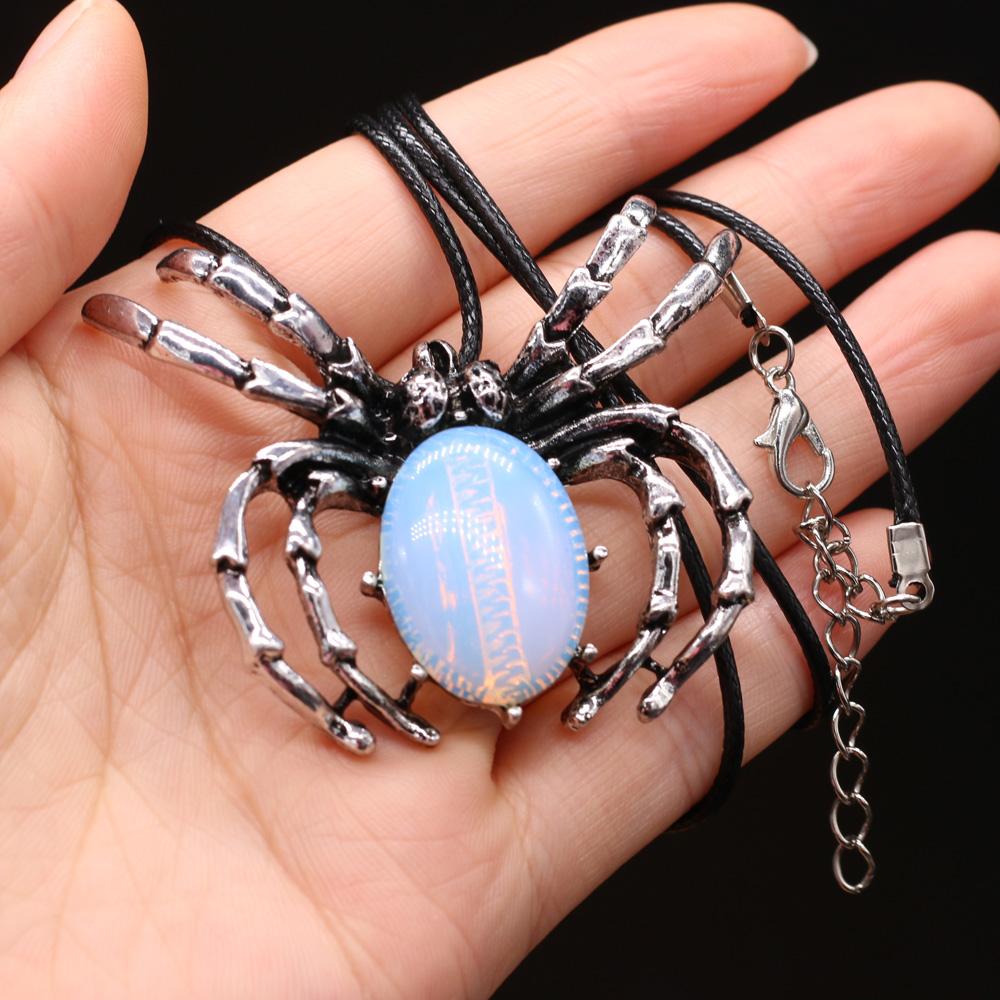 Natural Shell Alloy Necklace Spider-Shaped Brooch Pendant Charms For Elegant Women Love Romantic Gift