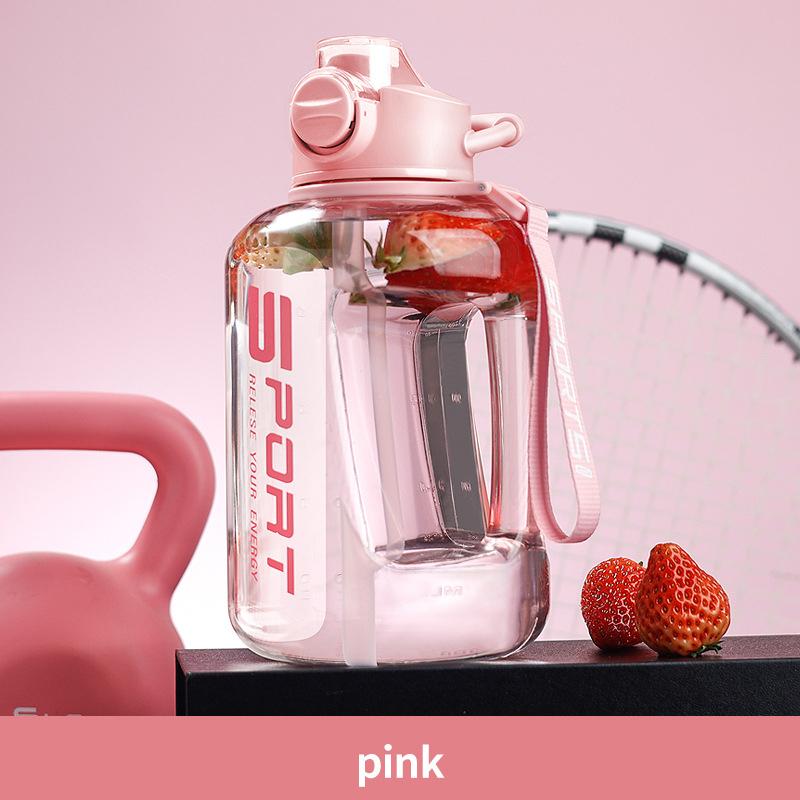 OLIKEI Wasserflasche für Fitnessstudio und Fitness, mit Griff und Strohhalm, großes Fassungsvermögen, Outdoor-Sport-Wasserflasche, BPA-frei, auslaufsicher, tragbar, Wasserkocher mit Sprungdeckel, 1,7 l/2,5 l