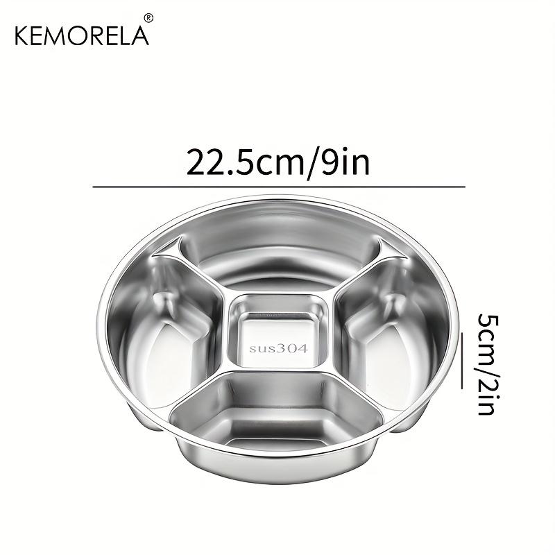 

5-Layer Stainless Steel Divided Plates 304 Food-Safe Round Serving Trays with 5 Compartments, Dishwasher Safe & Reusable, Fruits
