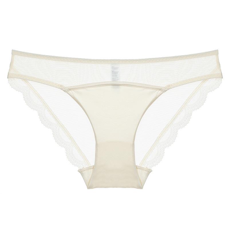 Damen Sexy Französische Spitze Ultra Dünn Niedrige Taille Slips Atmungsaktiver Baumwollzwickel Unterwäsche
