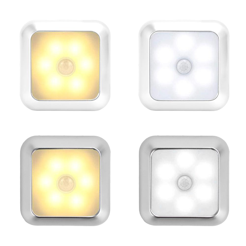 6LED Cabinet Light Motion Sensor Night Light Magnetic LED Wall Lamp Human Body Infrared Motion Sensing Light