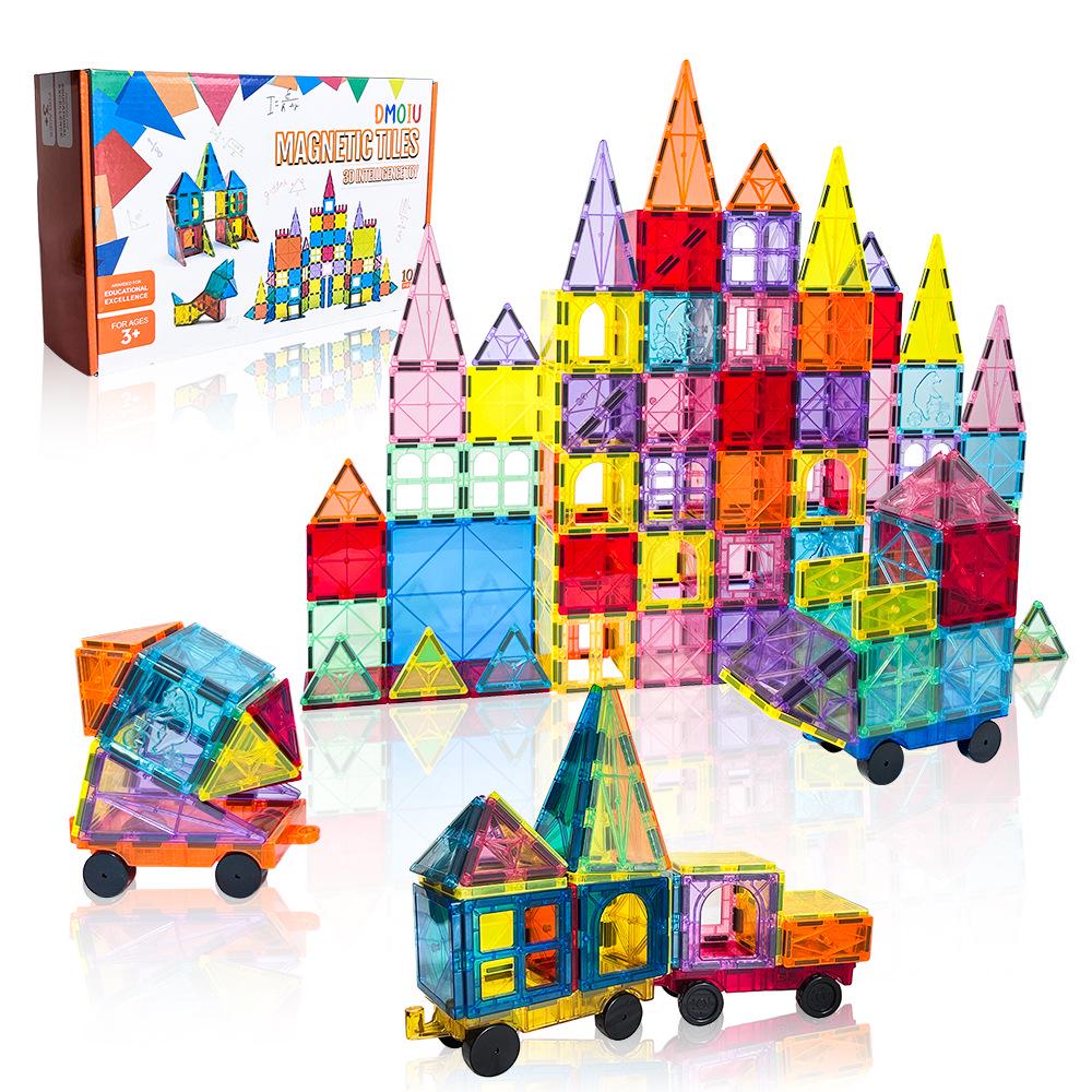102-Piece Children's Stained Glass Magnetic Tiles: Versatile Translucent Building Blocks Castle Educational Toy