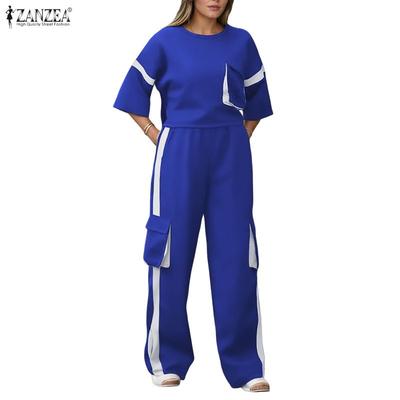 Γυναικεία 3/4 μανίκια μπλούζα και παντελόνι casual κοστούμι δύο τεμαχίων