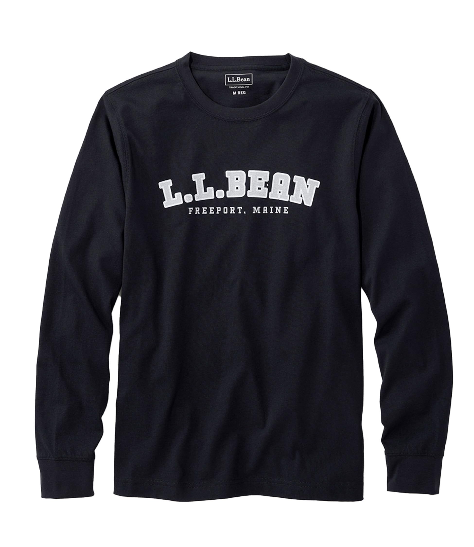 

[L.L.Bean] Мужская футболка Carefree Unshrinkable, японский крой, с длинным рукавом, размер M, черный 1000285976