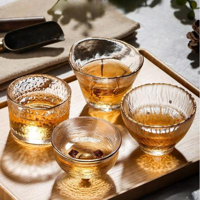 Japanese-style Heat-resistant Glass Tea Cup Creative Mini Hammered Gold Rimmed Kung Fu Tea Bowl Tea Cups Household Water Cup
