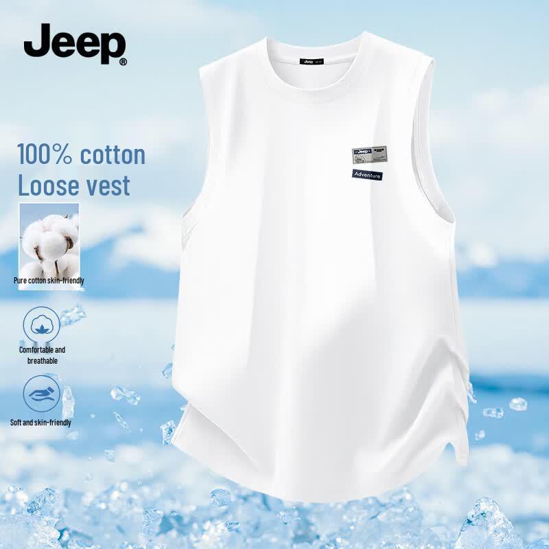 JEEP Men's Loose-Fit Heavy Cotton Round Neck T-Shirt