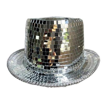 Disco Cowboyhut Disco Spiegel-Sonnenhut Retro Disco Unisex Kostüm Glitzernder Zylinder Verkleidungszubehör für Erwachsene
