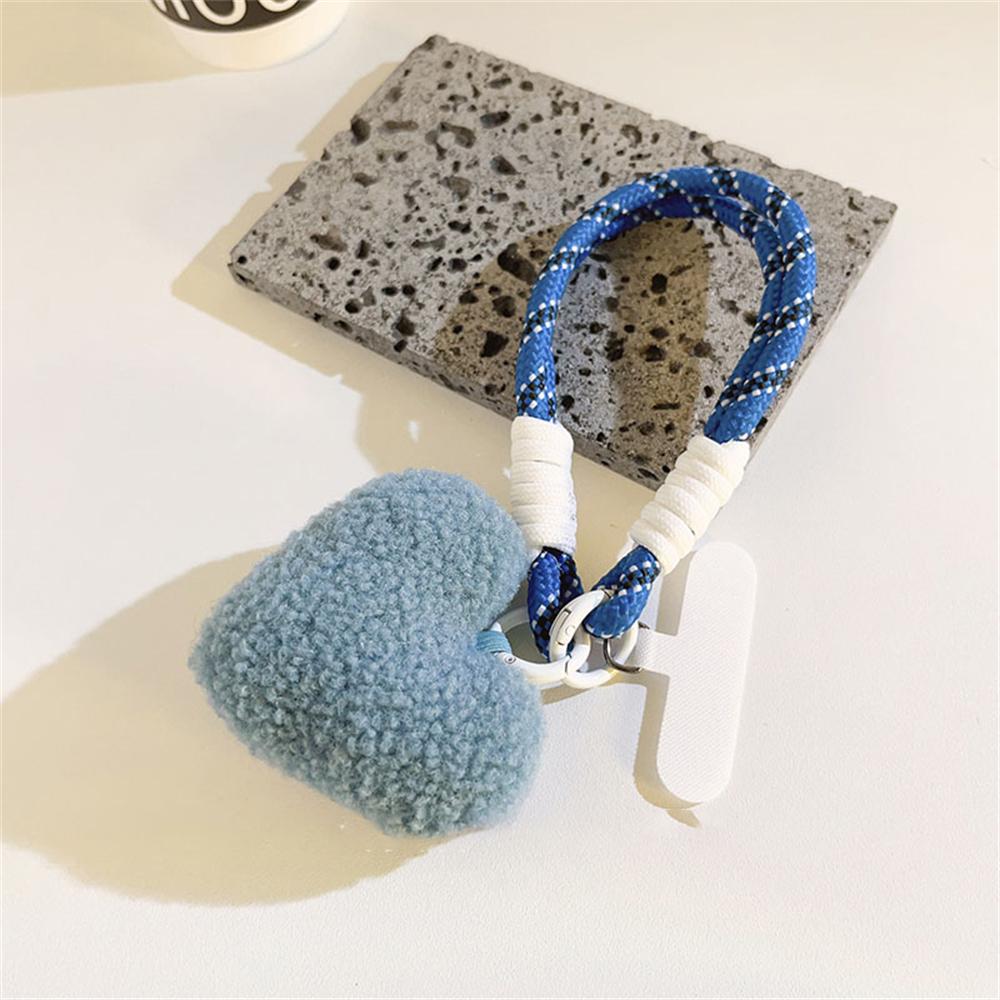 

Plush Love Heart Lanyard Keychains Key Chain Rings Phone Strap Mesh Landyard Bags Braided Strips Keycord Hanging Accessories