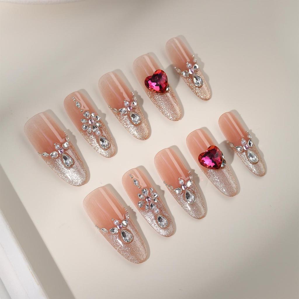 Zhuo Shi Mei Handmade Blinking Cat Eye Nail Stickers - French Detachable Light Luxury Whitening Manicure