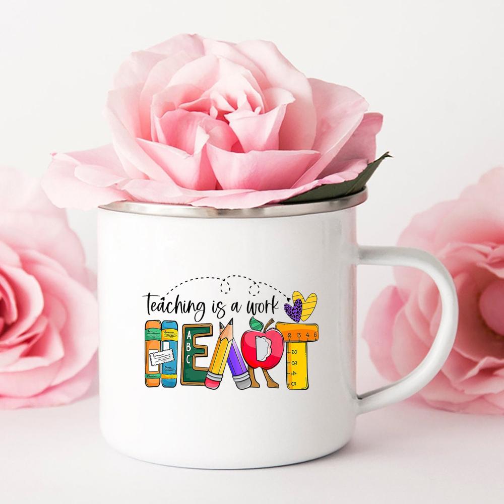Lehren ist eine Herzensangelegenheit Bedruckte Emailletasse Friends Originaltassen Kaffeetassen zum Sublimieren Edelstahlbecher Trinkgeschirr Cupshe Bar