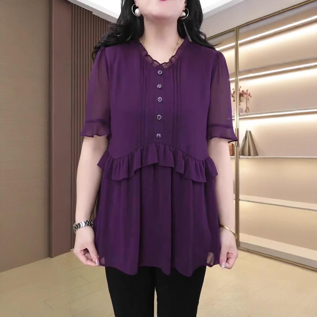 Summer Casual Slimming Chiffon Blouse - Plus Size & Trendy Women's Top