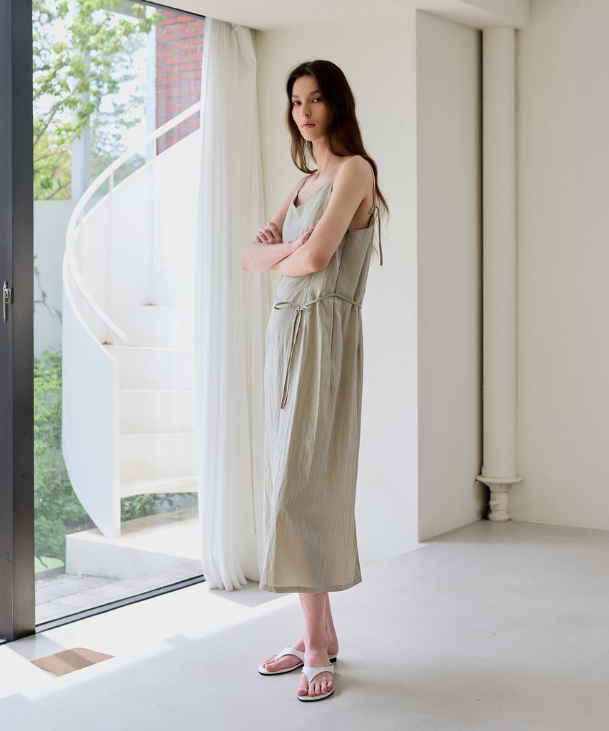 The Ello Tie Strap Dress (Beige)
